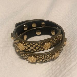 Tory Burch Gold Snakeskin Wrap Bracelet